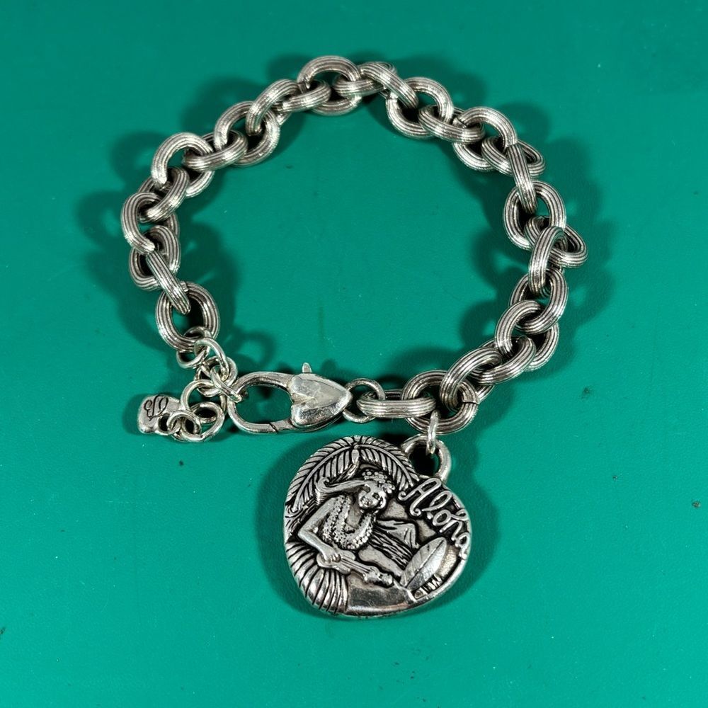 Brighton Aloha Seashell Hawaii Heart Charm Bracelet Hula‎ Girl